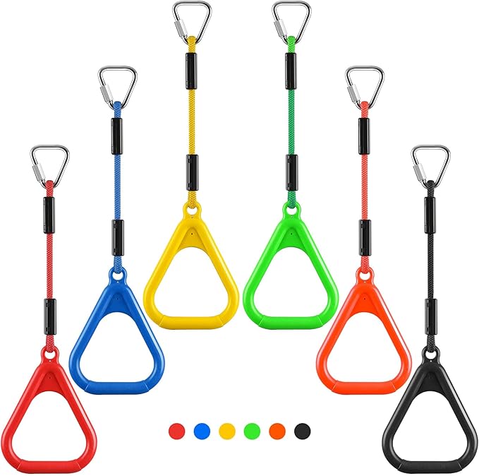 PELLOR Gymnastic Ring, Ninja Rings, Monkey Bars Adjustable Children's Home Gym Equipment, Pull Up Rings Sets for Workout Bodyweight Fitness Training