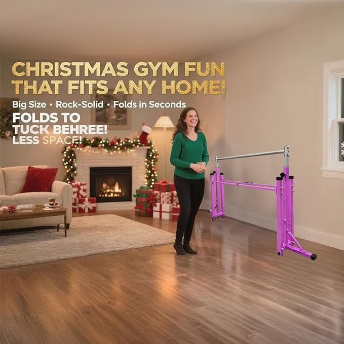 Gymnastics Bar for Kids Girls Ages 3-15 with Ring for Home Indoor Training Equipment- Steady Steel Construction, Anti-Slip, Easy to Assemble, 3' to 5' Adjustable Height