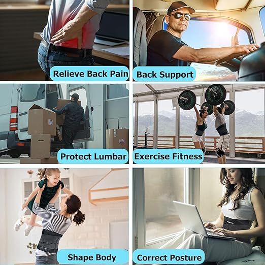 TESETON Back Support Brace Belt for Men & Women, Breathable Lumbar Support Belt, scoliosis back brace, Waist Relax Lower Back Pain & Sciatica Pain Relief with 8 reinforced Bones 02 Pink-XXL
