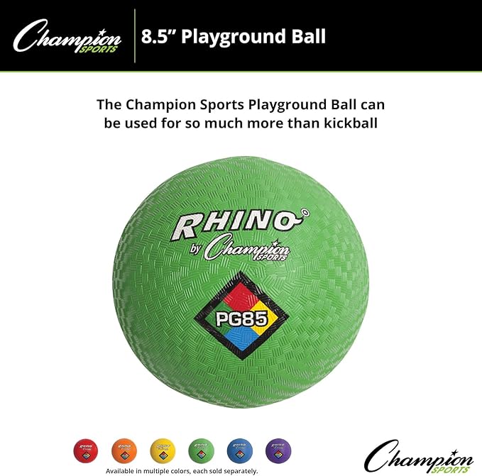 Champion Sports Playground Balls – Single Balls & Sets, Multiple Colors, Durable Nylon-Wound Construction for Kickball & Indoor/Outdoor Play