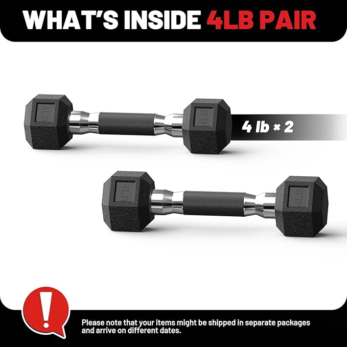 PAPABABE Hex Dumbbell Set with Rubber Grip 2.5-125lb, Odorless Rubber Coated Weight Fixed Dumbbells Set of 2, Weights for Women at Home, Hand Weights for Home Gym & Strength Training,Pesas Para Ejercicios