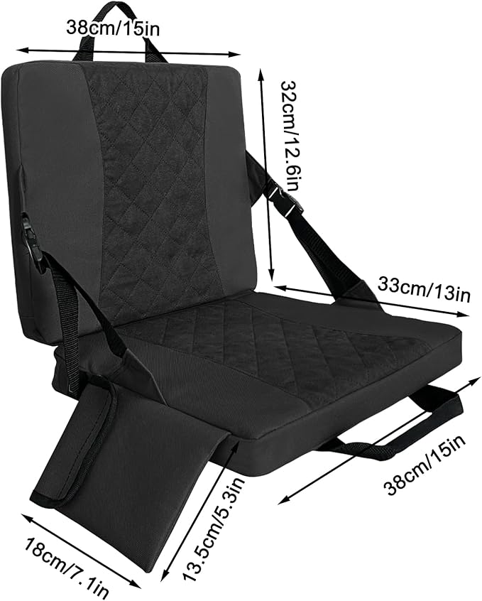 Stadium Seats Pad, Stadium Seat for Bleachers,Seat Cushion,Foldable Seats(Black)