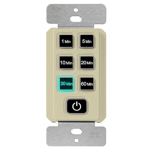 TOPGREENER 1-Hour Countdown Timer Switch, 1-5-10-20-30-60 Min, for Fans and Lights, LED Indicator, 120VAC 60Hz, 1/2HP, 150W LED, Neutral Wire Required, UL Listed, TGT06-1H-RT-I, Ivory