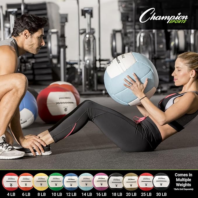Champion Sports Rhino Promax Wall Balls - Soft Shell Non-Slip Grip for Weightlifting, Plyometrics, Cross Training, & Home Gym