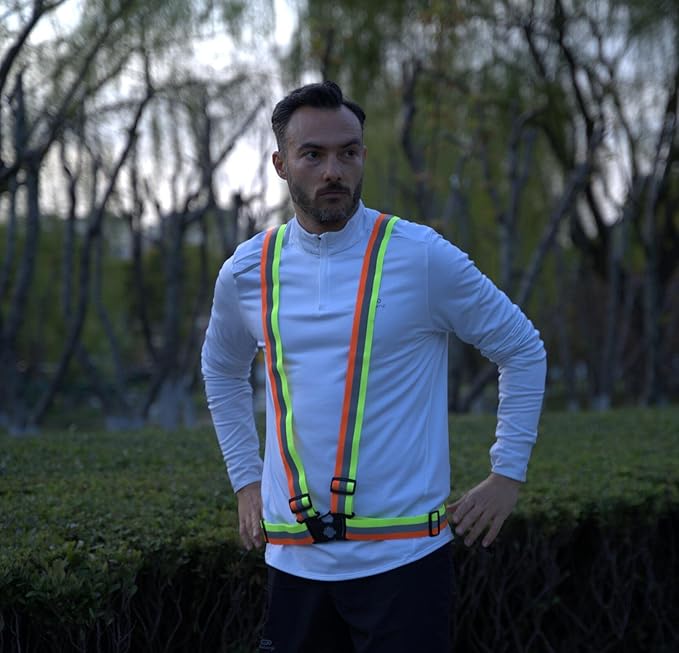 Dazonity High Visibility Safety Vest,Lightweight,Adjustable & Elastic Vest,Hi Vis Reflective Strips, Fit for Men & Women, Construction,Cycling, Runnning, Surveyor, (Yellow & Orange)