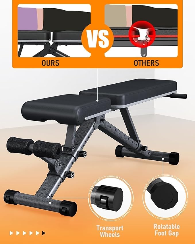 BARWING Adjustable Weight Bench Workout Bench, 1000/1300 LBS Heavy Duty Incline Decline Bench for Home Gym, Easy Assembly Foldable Training Lifting Bench