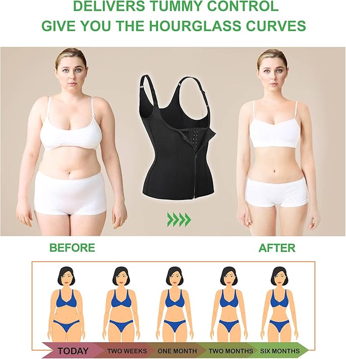 YADIFEN Waist Trainer for Women,Zipper Corset Body Shaper for Tummy Control Neoprene Cincher Sweat Sauna Vest Tank Top