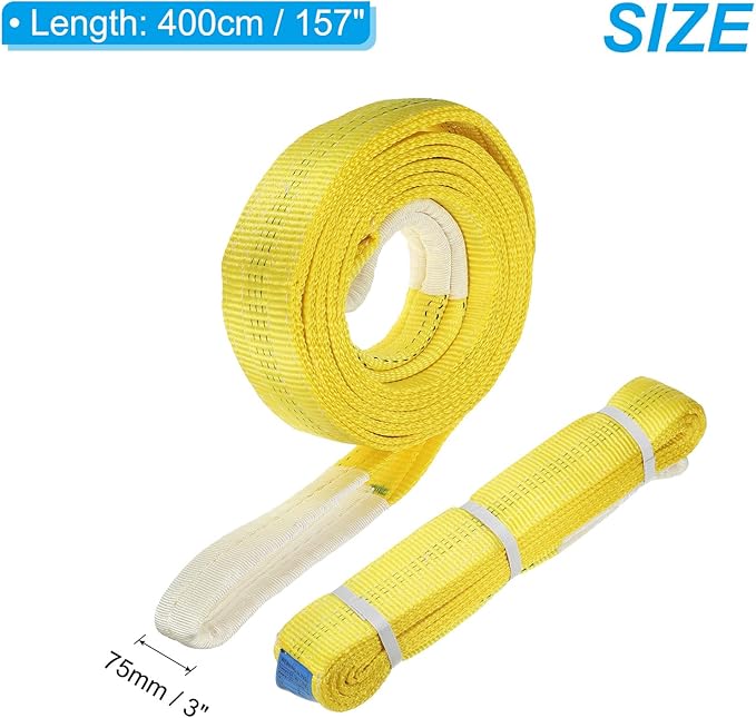 PATIKIL Lifting Slings Straps, 1 Pcs Polyester 12ft Heavy Web Slings Duty Flat Lifting Belts Pull Lifting Straps Slings Mount(6613lbs), Yellow