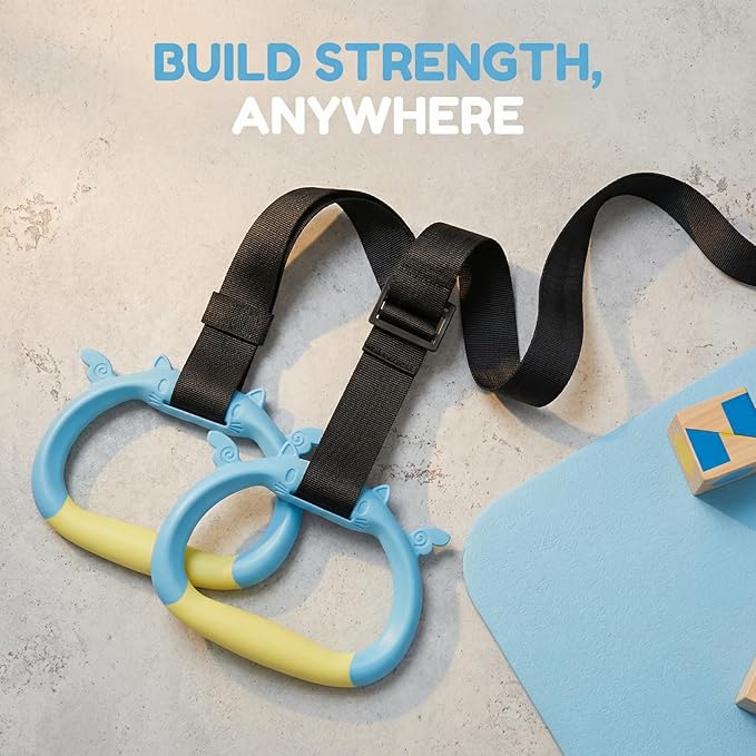 Gymnastics Rings, Children's Home Gym Equipment, Children's Adjustable Strap Strength Training Rings, Pulling Rings for Physical Training