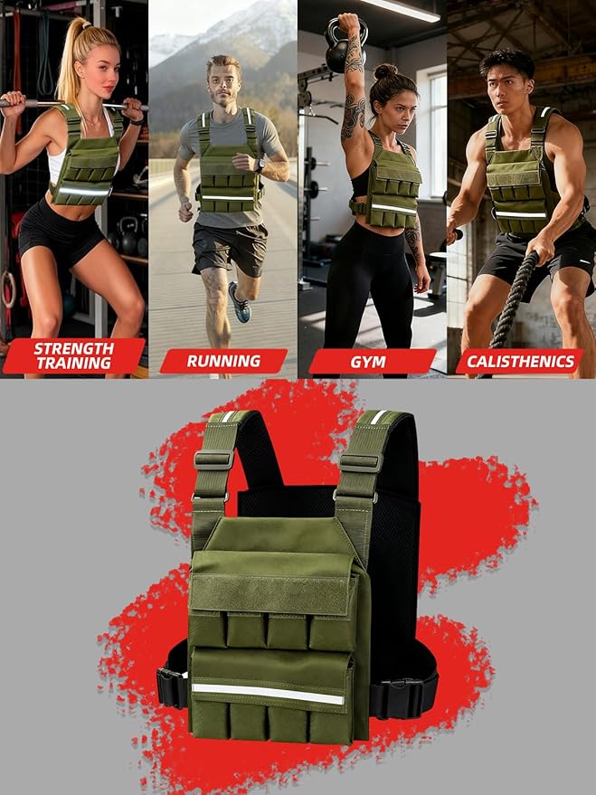 SMONT Weight Vest for Women Men - Adjustable Rucking Vest Strength Training, Running, Walking - Secure Fit for Gym Outdoor Workouts Strengthen Endurance Training（Excluding Lead Blocks）