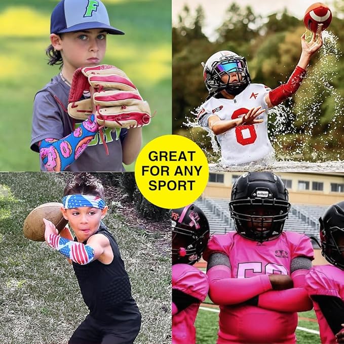 SLEEFS Arm Sleeves for Kids - Athletic Sports Sleeve for Youth Boys and Girls - UV Protection - Football Baseball Basketball