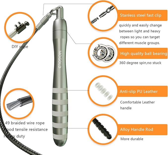 DIY Adjustable Weight Jump Rope (0.4LB /0.5LB/0.7LB) with Fast Clip,10ft Adjustable PVC+Steel Wire Rope for Tennis/Crossfit/Weight Loss/Home Gym/Workouts/Fitness - Black