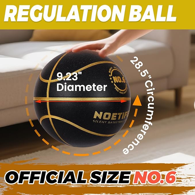 Upgraded 580g Weighted Silent Basketball, High-Density Quiet Indoor Training Ball with Gift Box, Real Bounce Soft Material, Ideal for Home & Apartment Dribbling Practice
