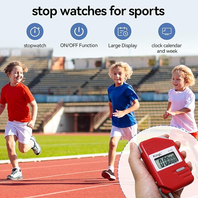 2 Pack Digital Stopwatch Timer with Large Display,Lap Split Mode, Waterproof Handheld Timer for Coaches, Teachers, Kids, Running, Swimming, Training(Red-2 Pack)