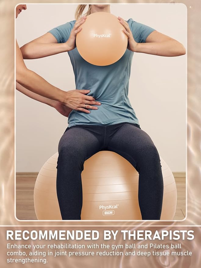 PhysKcal Yoga Ball for Exercise, Pilates Set, 4 Sizes Fitness Ball for Workout, Birthing, Pregnancy, Physical Therapy- Pump Included