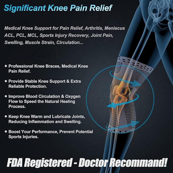 NEENCA 2 Pack Knee Braces for Knee Pain, Compression Knee Sleeves with Patella Gel Pad & Side Stabilizers, Knee Support for Meniscus Tear, Arthritis, Joint Pain, ACL, Runner, Workout