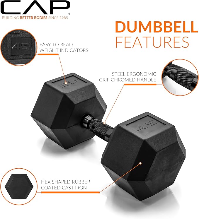 CAP Barbell Coated Dumbbell Weight | Multiple Options Pairs & Sets