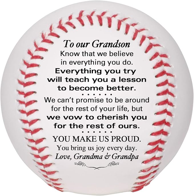 Grandson Baseball - to Our Grandson from Grandma & Grandpa - Grandson Baseball from Grandparents - Graduation Birthday Wedding Anniversary Keepsake