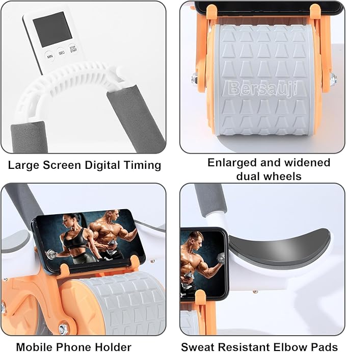 2026 New Ab Roller Wheel with Knee Mat &Timer, Automatic Rebound Abdominal Wheel, Ab Abdominal Exercise Roller with Elbow Support, Abs Workout Equipment Ab Exercise Roller for Women Men