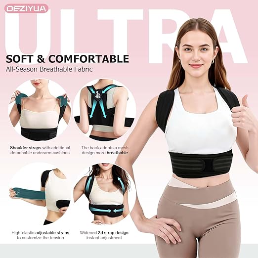 Posture Corrector Back Brace for Women and Men, Shoulder Straightener, Adjustable Back Support Brace, Back Pain Relief – Slouching, Scoliosis, Hunchback, Hump, Thoracic, Spine Alignment – with Adjustable Shoulder Straps, Posture Support. Posture Correc...