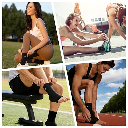 ABIRAM Adjustable Ankle Brace for Women & Men - Compression Sleeve with Wrap for Sprains, Plantar Fasciitis, Achilles Tendonitis - Running, Volleyball, Basketball Support - Breathable, Size S