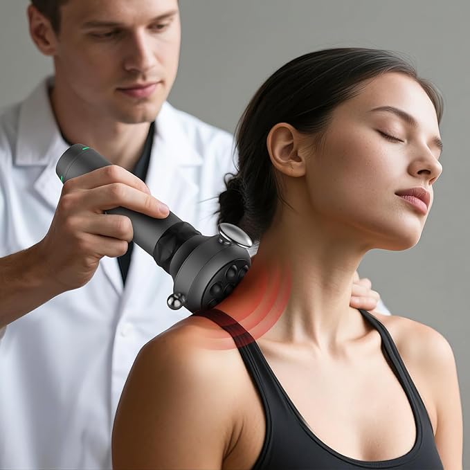 Massager Gun Deep Tissue, Cordless Vibrating Muscle Massage Gun - Handheld Quick Release Massager for Back, Neck and Fascial Binding - Targetred Trigger Point Therapy Massage Gun, Gray Max