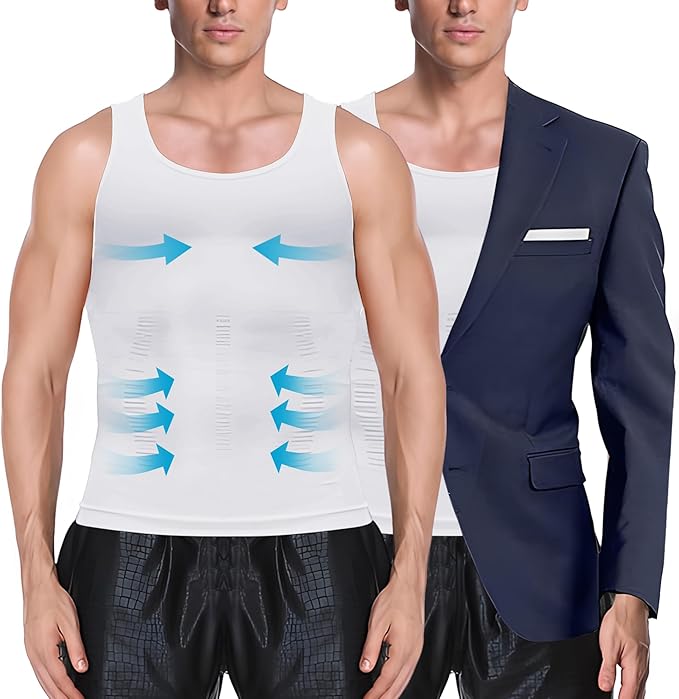 MEETYOO 1/2/3 Pack Men's Shaper Slimming Tank Top Athletic Compression Shirt with Sleeveless Undershirts for Men
