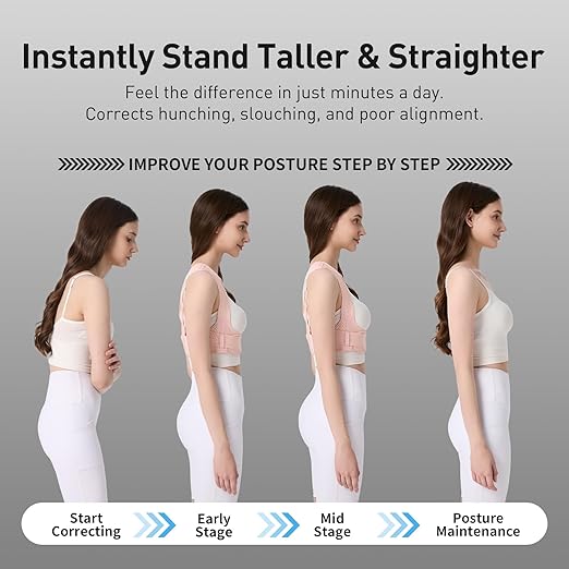 WNIEYO Back Brace Posture Corrector for Women Shoulder Straightener for Upper and Lower Back Pain Improving Postura Support Belt for Scoliosis (Pink,S/M)