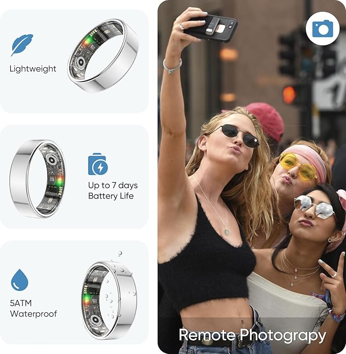 BENIO Gen 2 Smart Ring for Women & Men, Heart Rate,Fitness Tracker with Sleep，Step/Sleep/Blood Oxygen/Heart Rate Tracker, 5ATM Waterproof for iOS and Android,No Subscription
