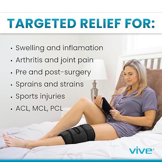Vive Knee Ice Pack Wrap - Cold/Hot Gel Compression Brace - Heat Support Strap for Arthritis Pain, Tendonitis, ACL, Athletic Injury, Osteoarthritis, Women, Men, Running, Meniscus and Patella Surgery