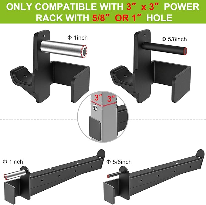 Kipika Power Rack Attachment for 5/8" & 1" Holes - Heavy Duty Home Gym Equipment for 2x2 or 3x3 Squat Rack, Adjustable and Easy to Install