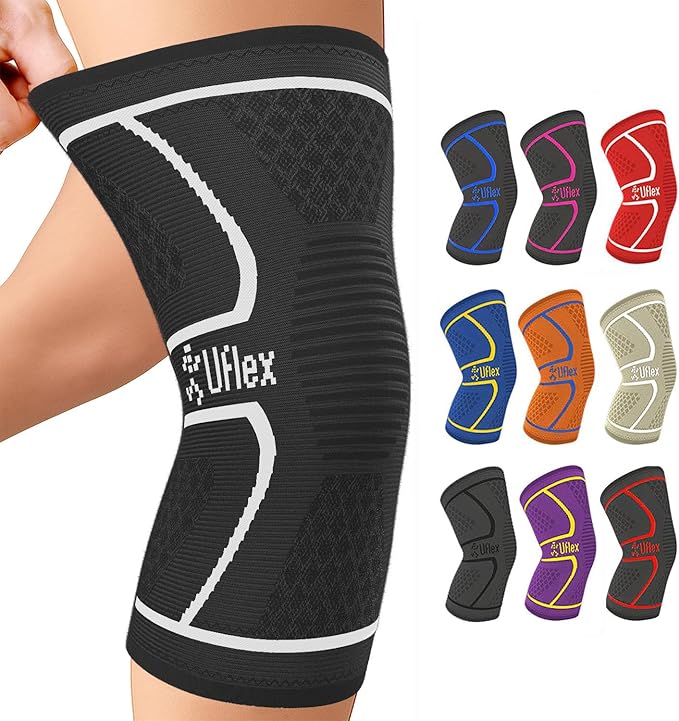 UFlex Athletics Knee Brace for Men and Women Knee Compression Sleeve Support for Arthritis Joint Pain Relief, Workout, Swelling, Sports, Circulation, Running, Recovery Support for ACL & Meniscus Tear