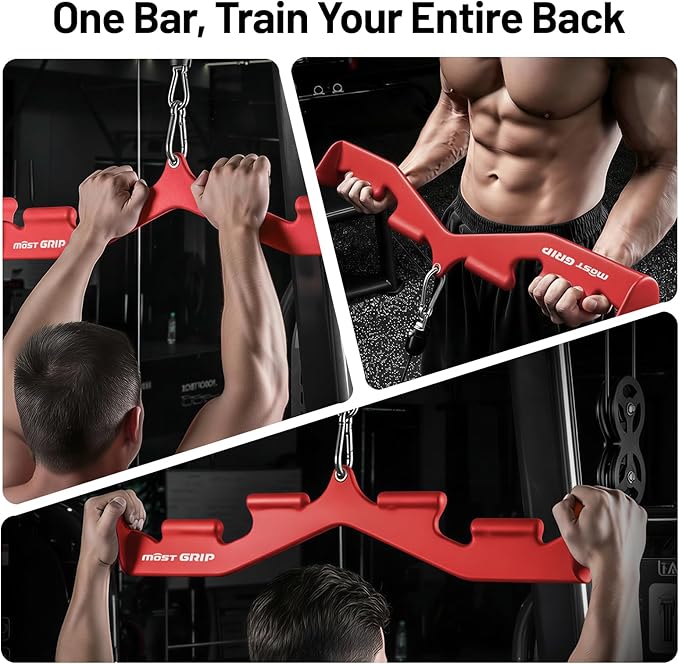 LAT Pull Down Bar with 6 Ergonomic Handles, Neutral Grip LAT Pulldown Attachments for Whole Back Training, Wide Grip LAT Pulldown Bars for Home Gym Cable