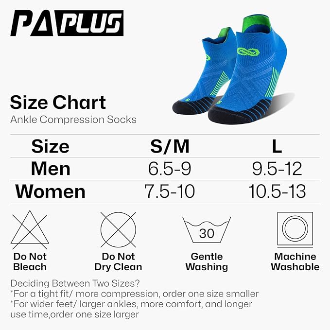 PAPLUS Compression Socks for Men & Women, 2/4/6 Pairs Ankle Running Socks with Arch Support, Ankle Support, Plantar Fasciitis