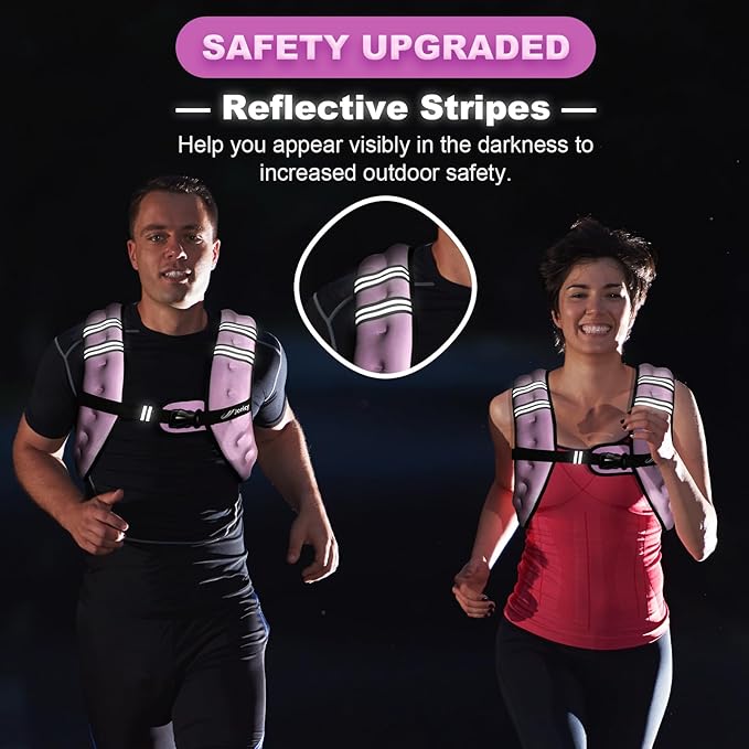 Weighted Vest Woman 5lb/8lb/10lb/12lb/15lb/20lb/25lb/30lb Weight Vest for Women Men, Rucking Vests with Reflective Stripe for Running Workout Walking Strength Training Weight Loss Fitness Weightlifting