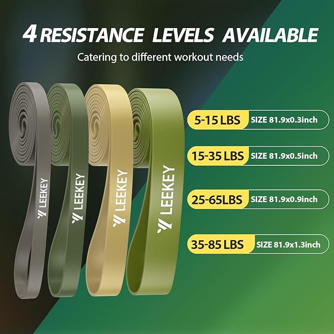 LEEKEY Resistance Bands, Exercise Bands with Bag, 5-85LB Home Strength Bands for Working Out, Travel, Gym Room, Physical Therapy - USA Original Patent