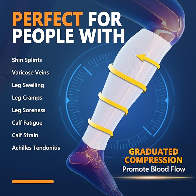 CTHH 3 Pairs Calf Compression Sleeves for Men & Women – Footless Compression Socks Leg Sleeve Support for Shin Splints