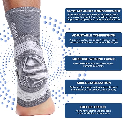NeoTech Care Adjustable Ankle Support Brace (Gray, Size M, 1 Unit)