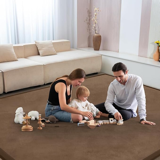 Baby Play Mat for Floor Nursery Rug Muscle Mat Area Rug Playroom Rug 79"x118" Playpen Mat Memory Foam 1.3" Thick Crawling Mat for Babies,Toddlers, Infants, Kids,Camel