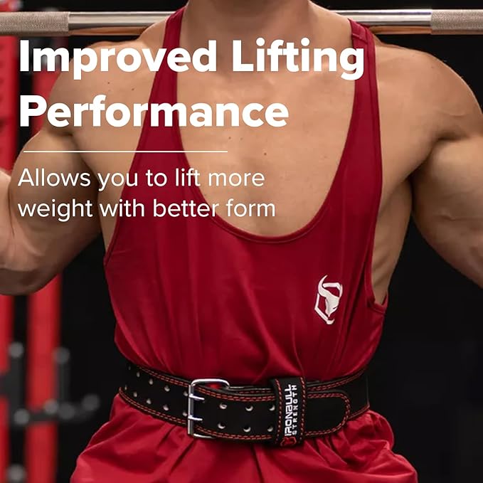 Weight Lifting Belt - 6-inch Padded Leather Weight Belt - Heavy Duty And Comfortable Back Support For Heavy Weightlifting and Fitness