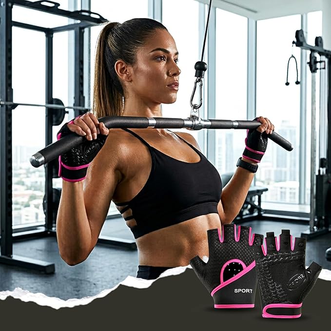 Workout Gloves Women, Exercise Gloves with Wrist Wrap Support, Gym Gloves for Weight Lifting with Full Palm Protection, Extra Grip for Fitness, Pull Ups