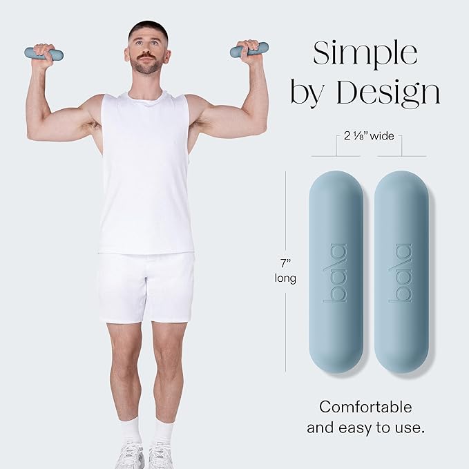 Bala Bars Dumbbell Set for Women & Men - Set of 2 Bars Designed for Walking, Strength Training, HIIT, Boxing & Aerobics - Hand Weights for Working Out at Home