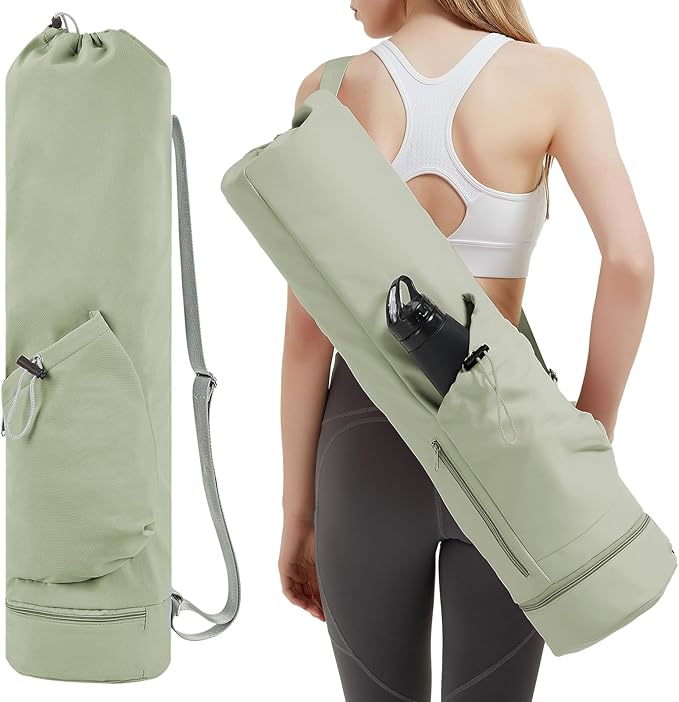sportsnew Yoga Mat Bag with Water Bottle Pocket and Bottom Wet Pocket, Exercise Yoga Mat Carrier Multi-Functional Storage Bag, Patent pending