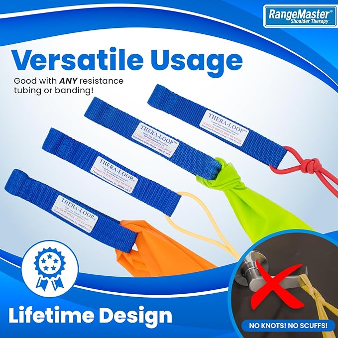RangeMaster Thera-Loop Banding & Tubing Door Anchors │ Non-Slip │ Complements Exercise Bands or Tubes │ Great for Exercising and Strengthening Activities | Multi-Purposes Door Anchors | 50 pack