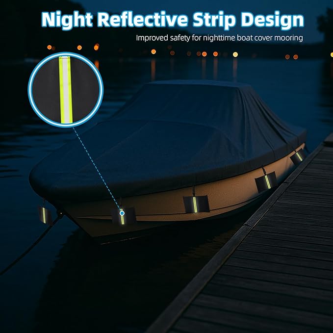 10 Pack Boat Cover Sandbags, 800D Marine Grade Polyester Fabric Reflective Sand Bag Mooring Kit, Windproof Boat Cover Weight Bags with Tarp Clip Accessories