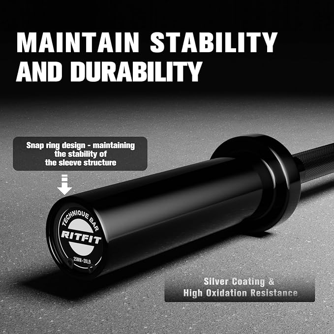 RitFit Barbell Weight Set - 4/6FT Olympic Barbell with Weight Plates (55-115LB Total) - Weightlifting Equipment for Squats, Curls, Deadlifts, Presses, Hip Thrusts