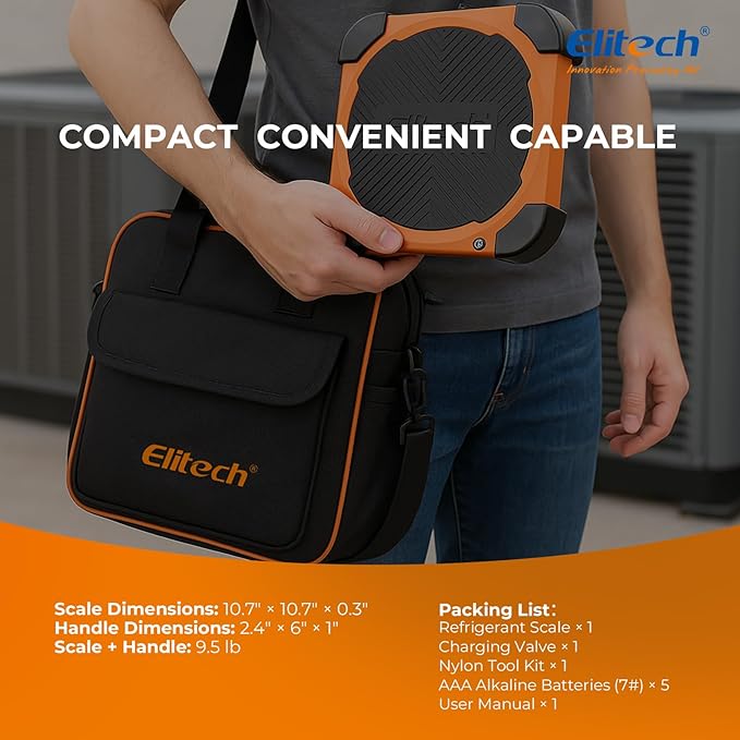 Elitech LMC-310 Wireless Refrigerant Scale Freon Scale with Charging Valve 220 lbs/100kg