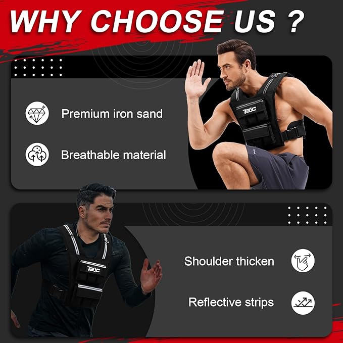 Adjustable Weighted Vest Men and Women 19lbs/ 30lbs/ 40lbs Weights with Reflective Stripe, Weight Vest Woman Workout Vest for Strength Training,Running & Walking