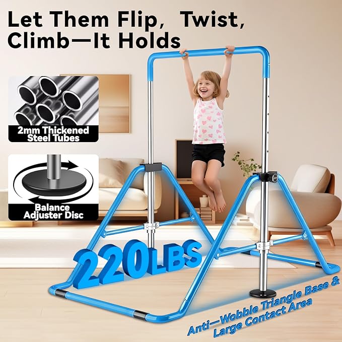 Kids Gymnastics Bar Gymnastic Equipment for Home Adjustable Height Gymnastic Training Bar Gymnastic Stuff for 3-7 Years Old Girls