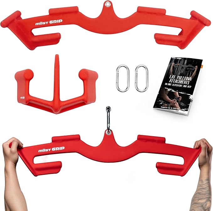 LAT Pull Down Bars Set, Triangular Stability LAT Pulldown Attachments with 8 Ergonomic Handles for Whole Back Training, Non-Slip Cable Machine Attachment for Gym Home Workout